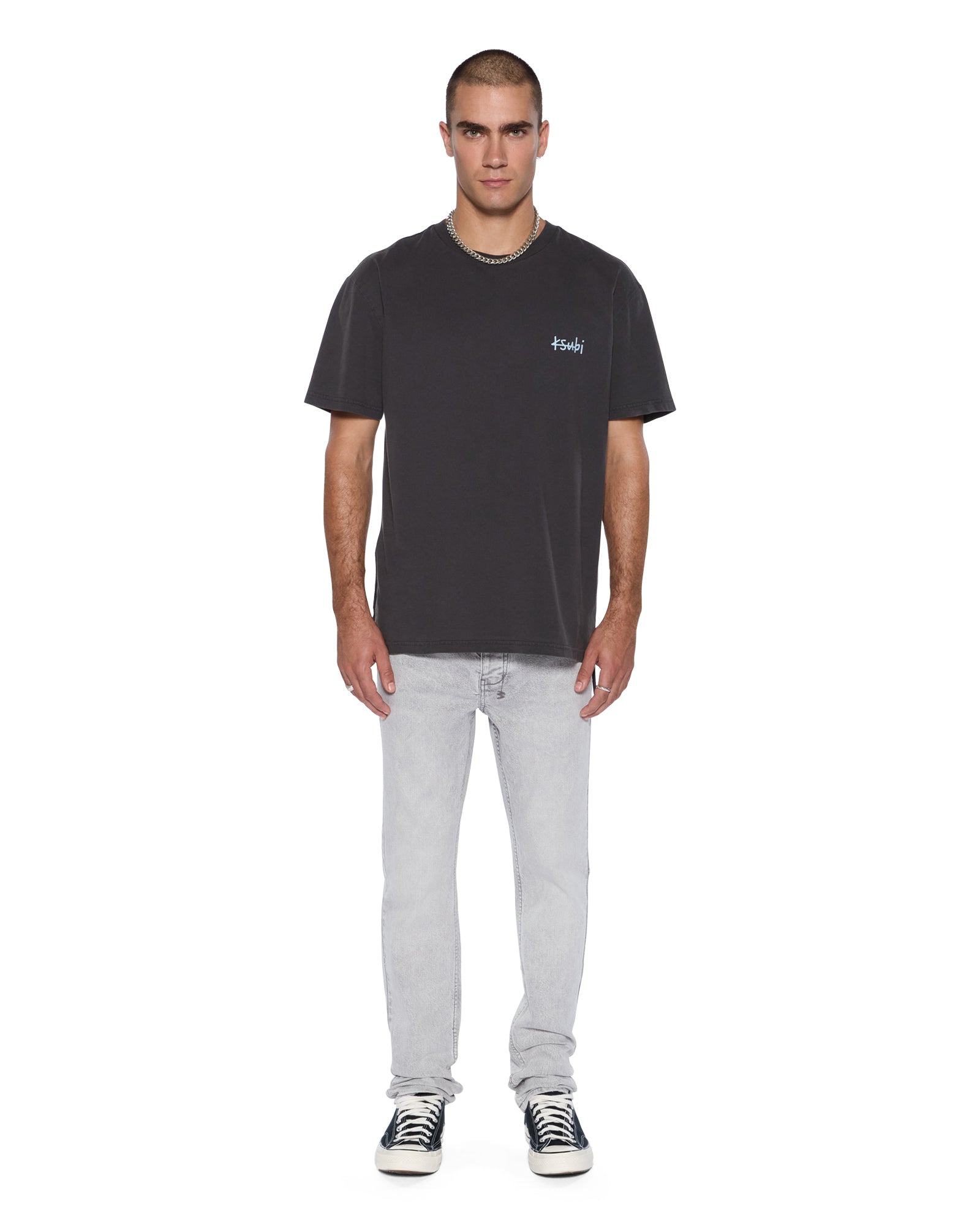 Mens Allday Biggie Ss Tee Faded Black Tees