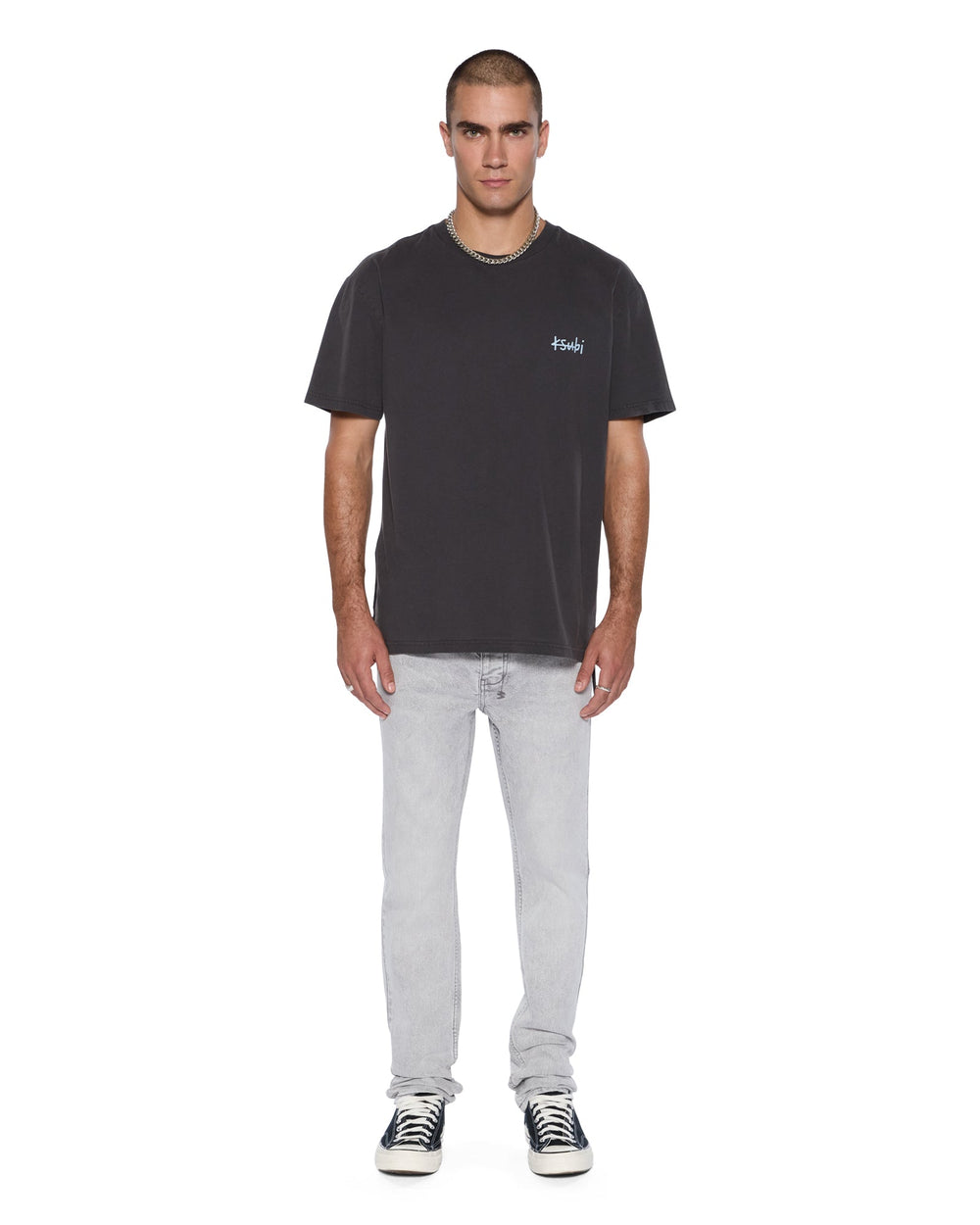 Mens Allday Biggie Ss Tee Faded Black Tees