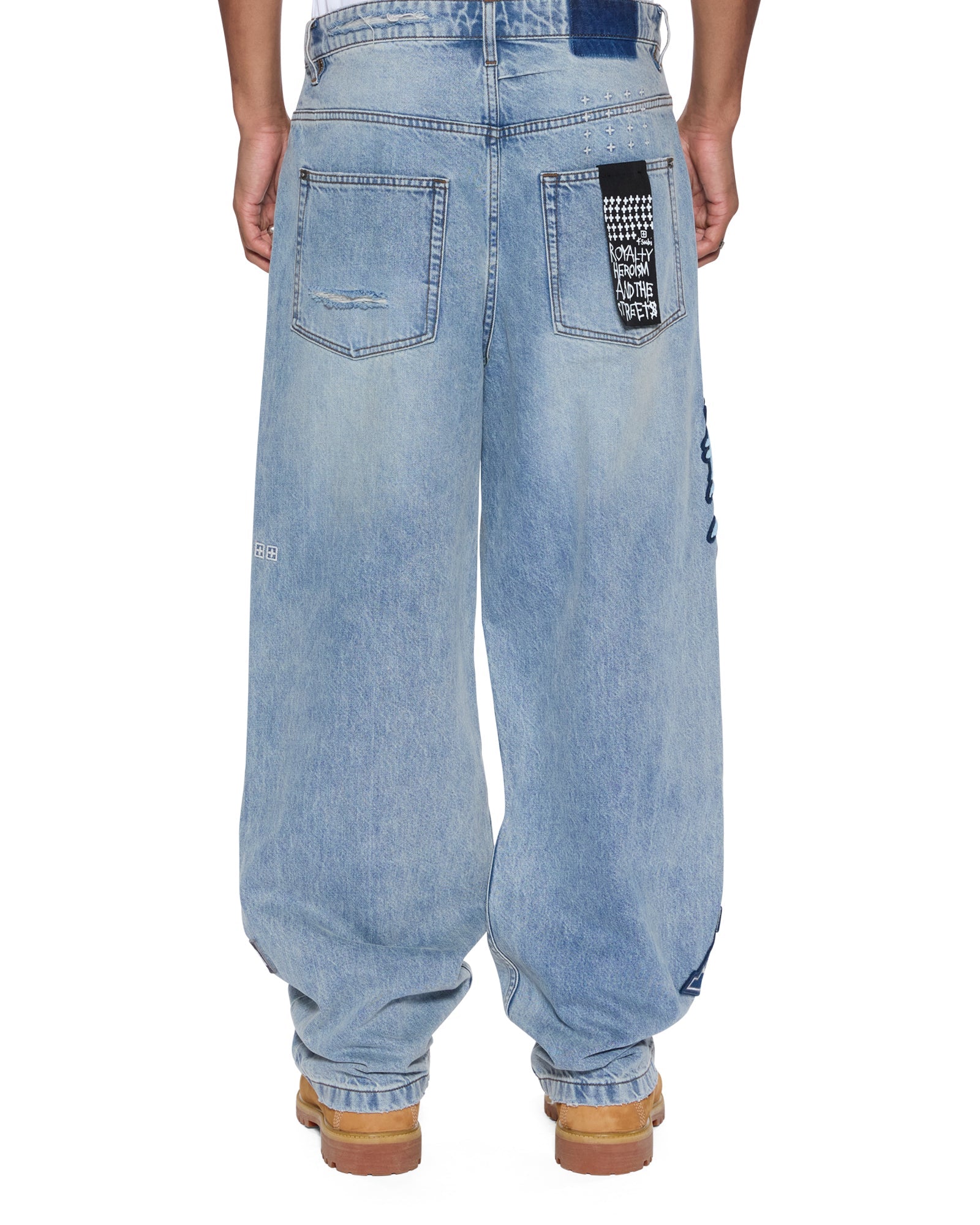 Mens Maxx Striker Patched Baggy Denim Jeans