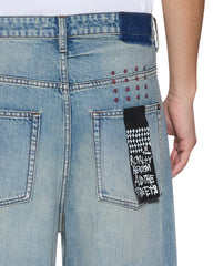 Mens Maxx Scatter Blue Baggy Denim Jeans