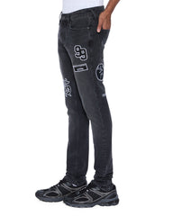 Mens Van Winkle Roadhouse Black Patched Skinny Denim Jeans