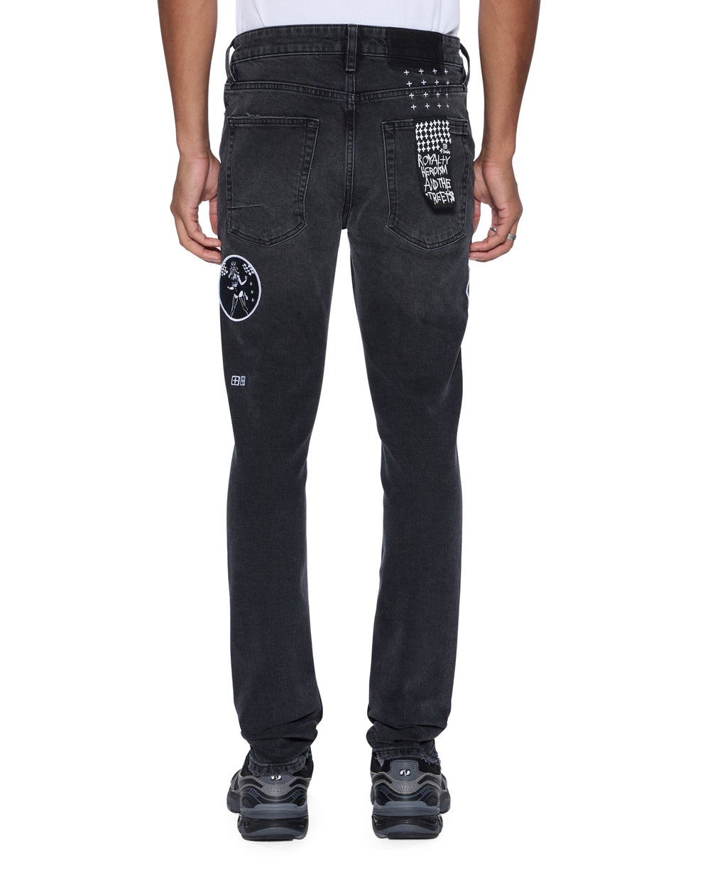 Mens Van Winkle Roadhouse Black Patched Skinny Denim Jeans