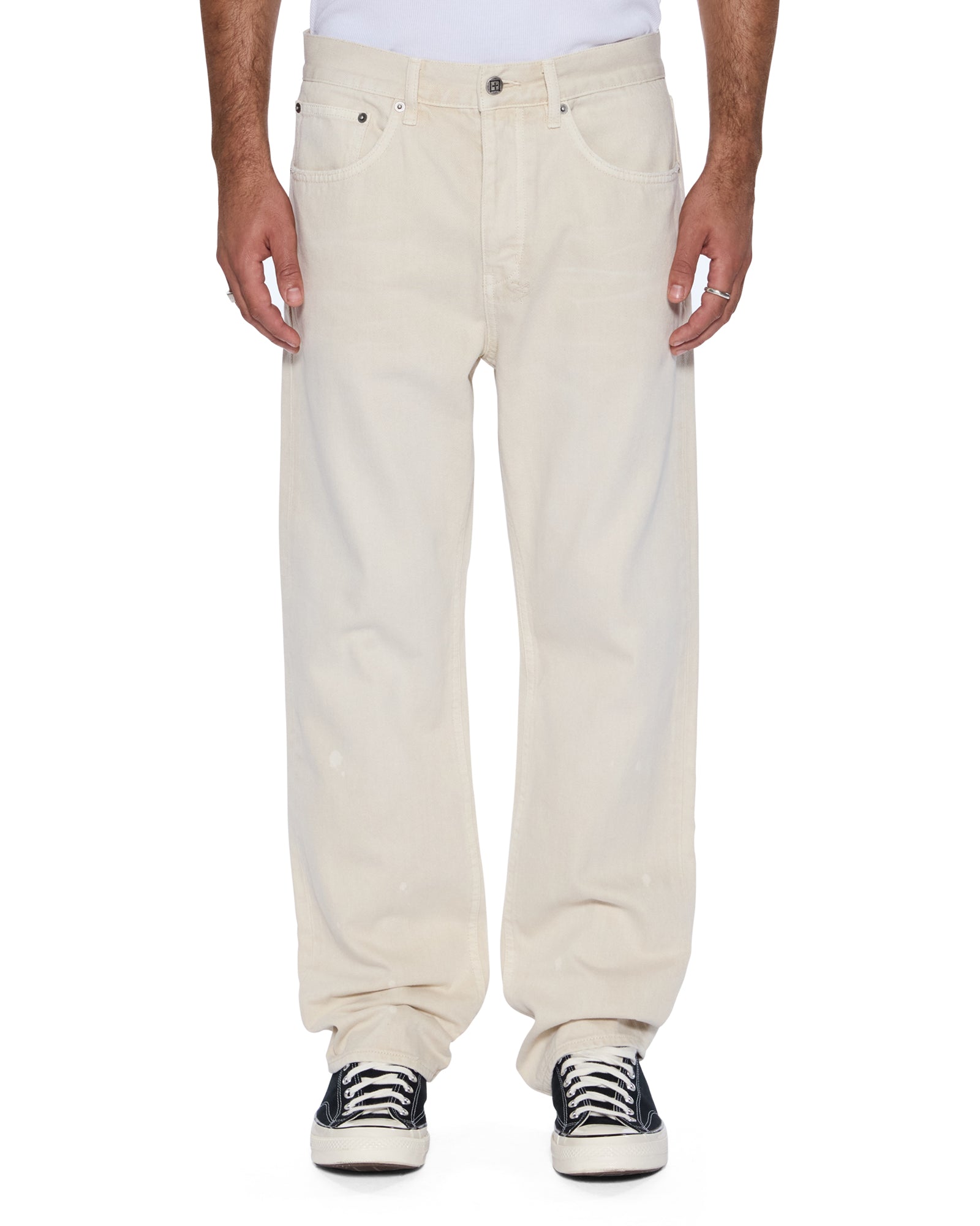 Mens Anti K Ivory Relaxed Denim Jeans