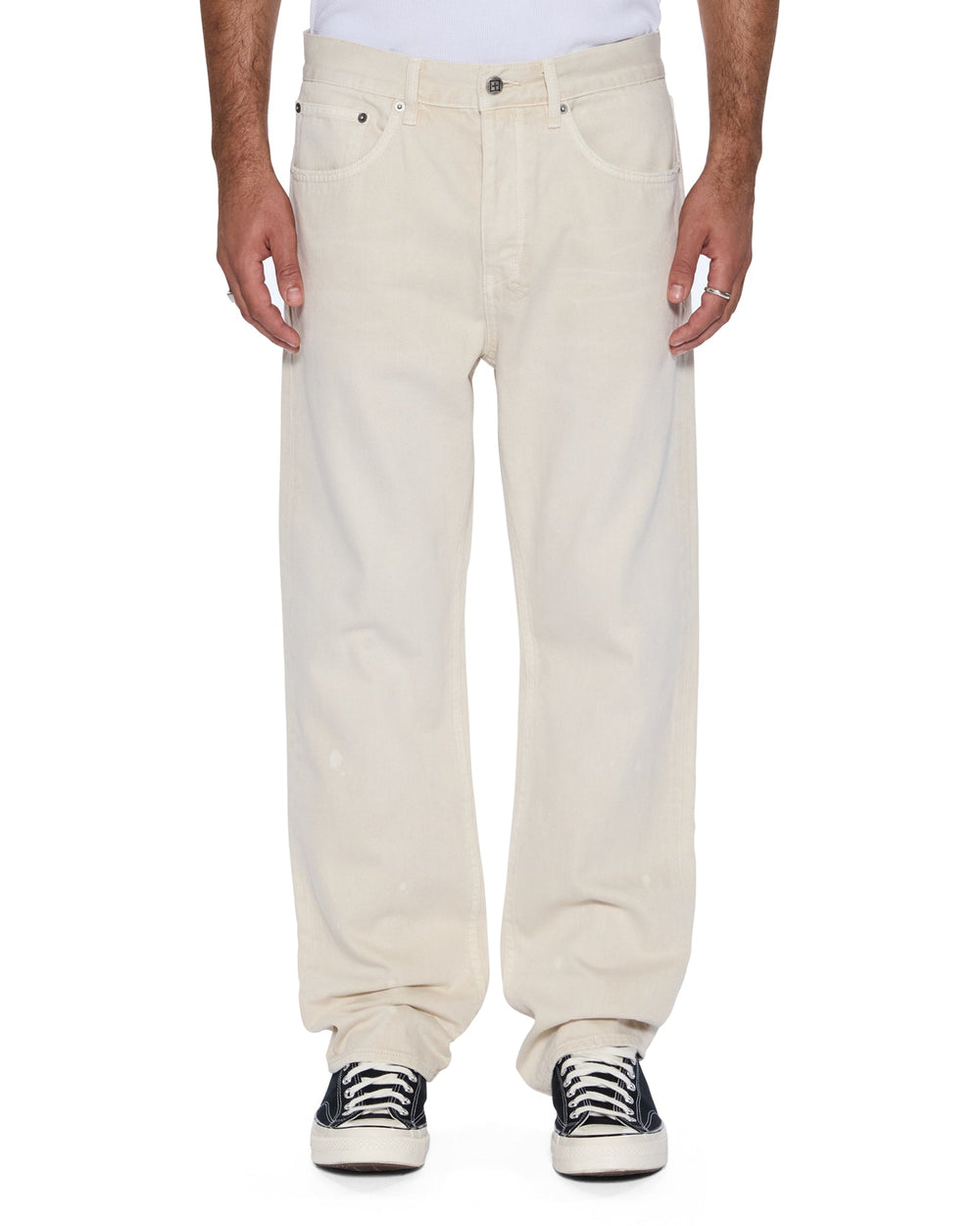 Mens Anti K Ivory Relaxed Denim Jeans