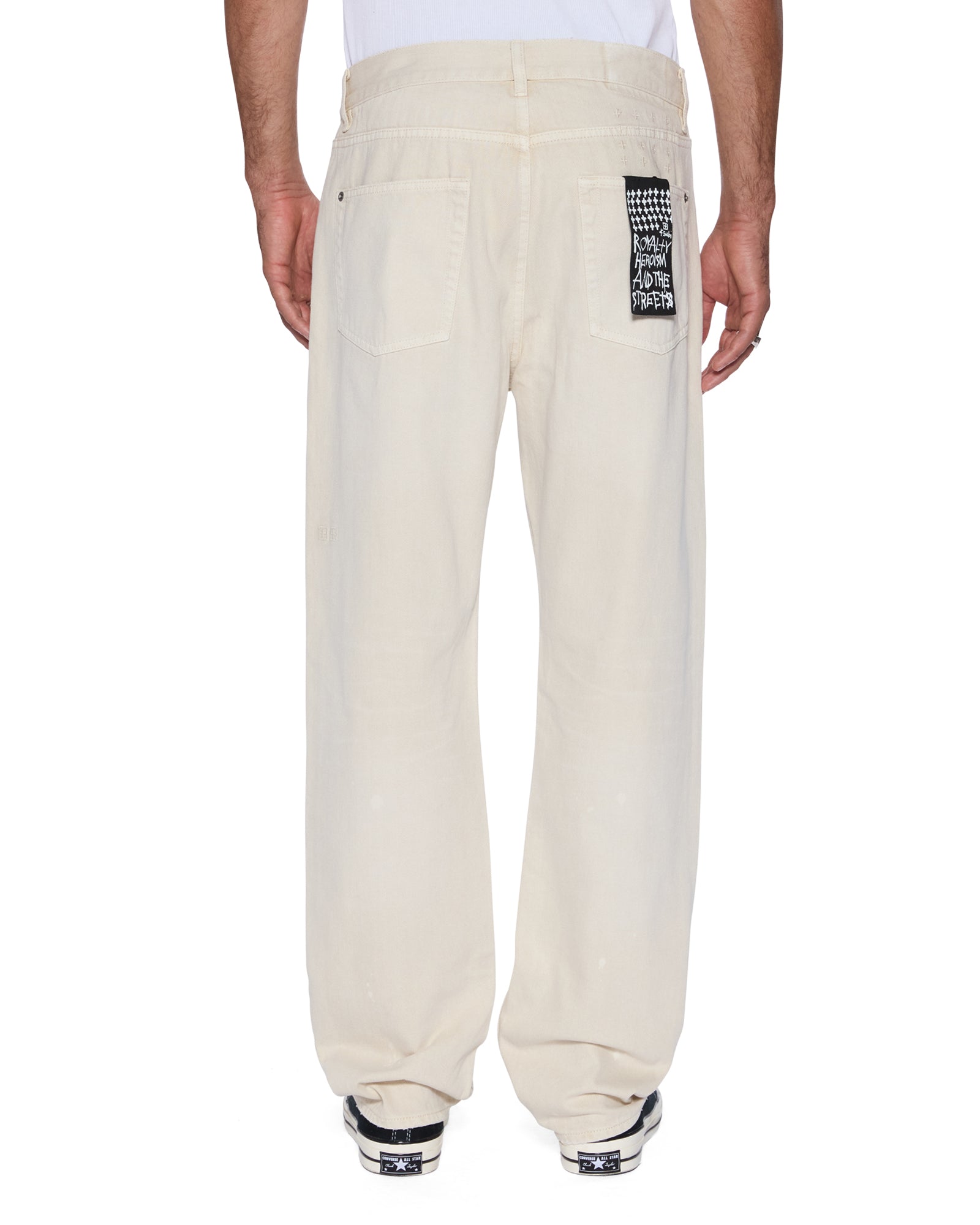 Mens Anti K Ivory Relaxed Denim Jeans