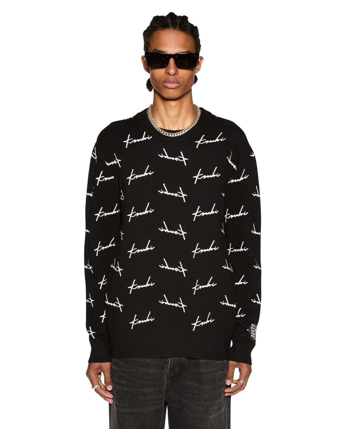 Skript Knit Crew Neck Sweater - Black