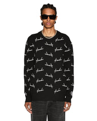 Skript Knit Crew Neck Sweater - Black
