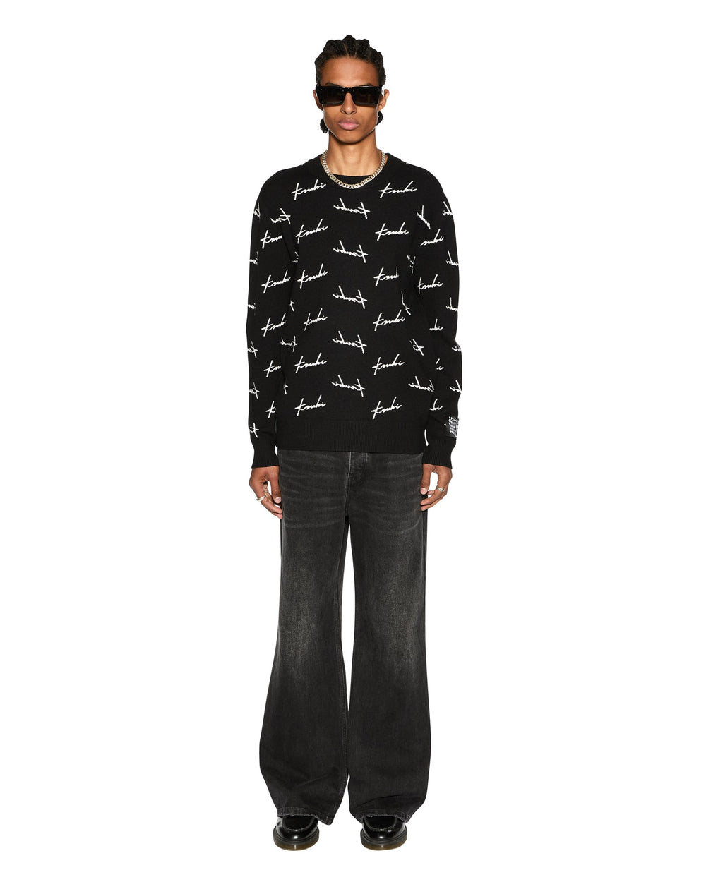 Skript Knit Crew Neck Sweater - Black