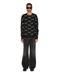 Skript Knit Crew Neck Sweater - Black