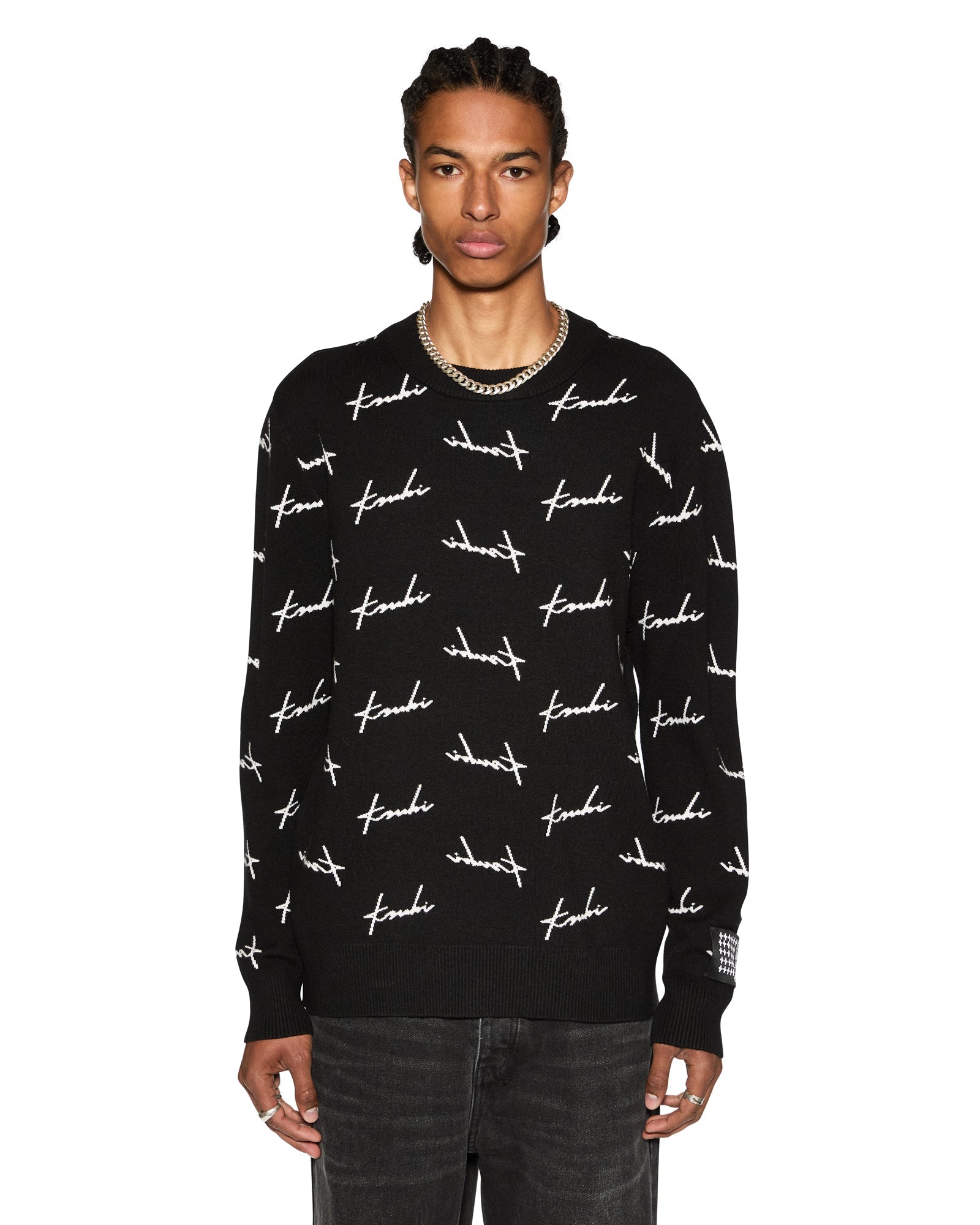 Skript Knit Crew Neck Sweater - Black