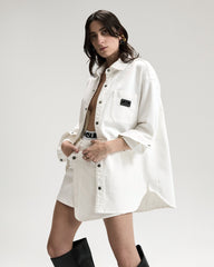 Womens Oversized Ls Shirt Ecru Shirts