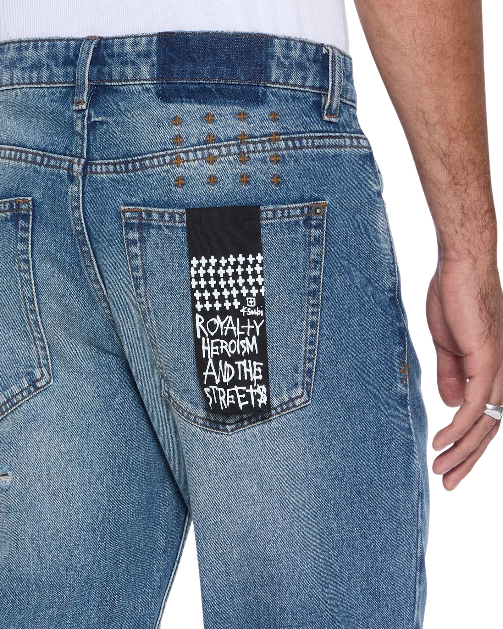 Mens Bronko Roadhouse Repair Bootcut Denim Jeans