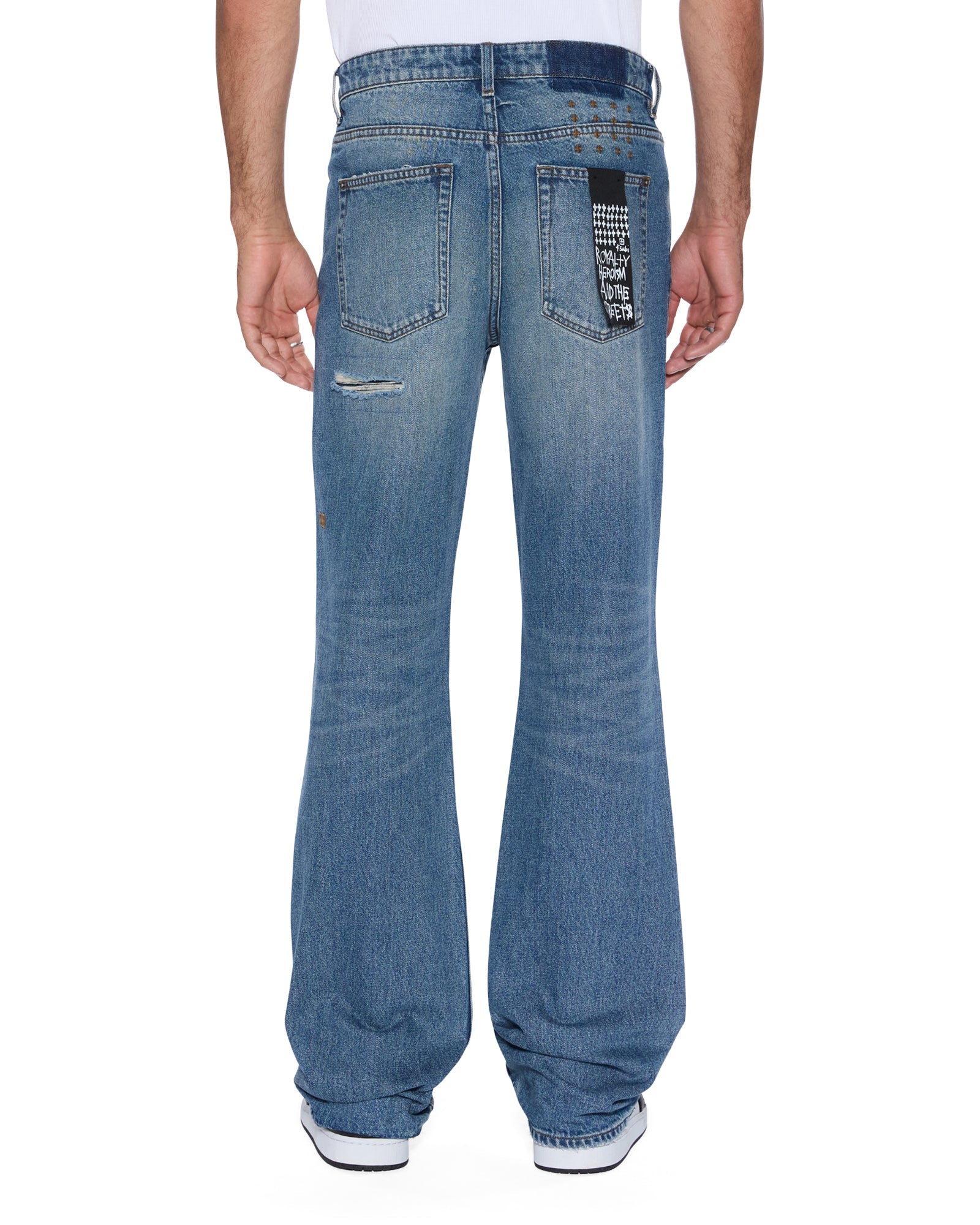 Mens Bronko Roadhouse Repair Bootcut Denim Jeans