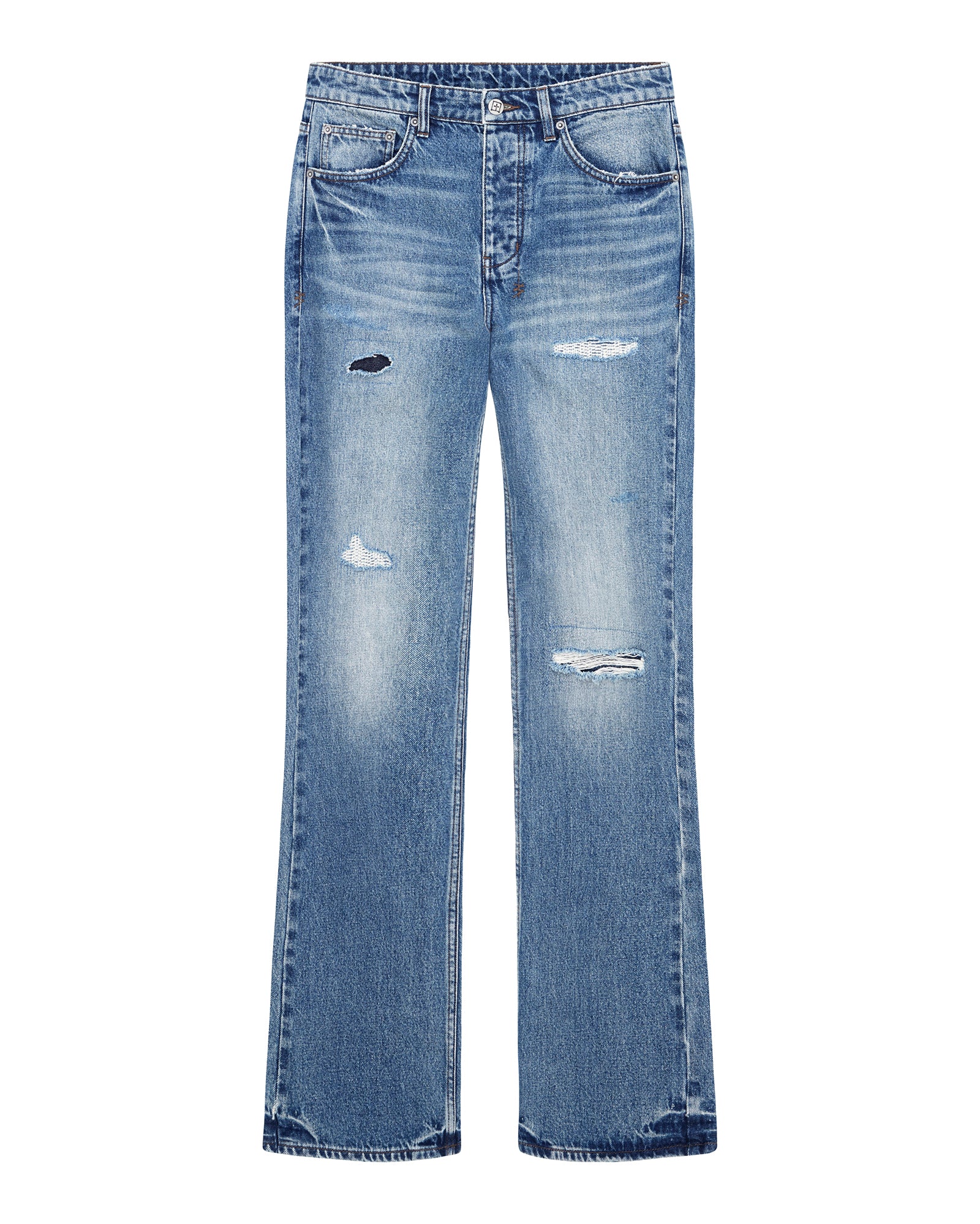 Mens Bronko Roadhouse Repair Bootcut Denim Jeans