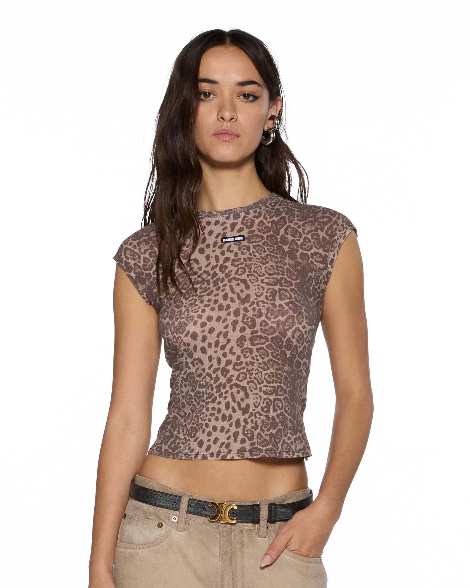 Womens Staple Ss Tee Leopard Tees