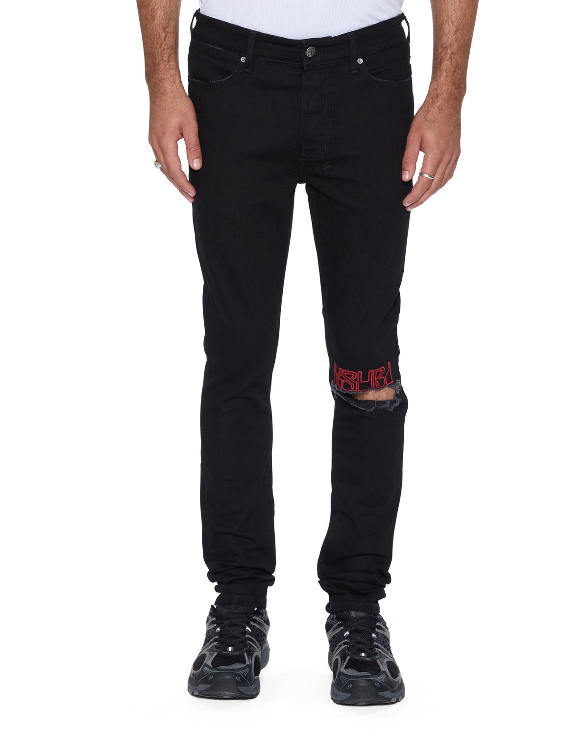 Mens Van Winkle Laid Black Sting Skinny Denim Jeans