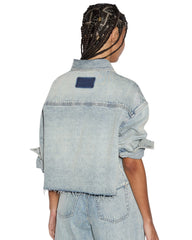 Cutaway Long Sleeve Shirt Worn - Blue Denim