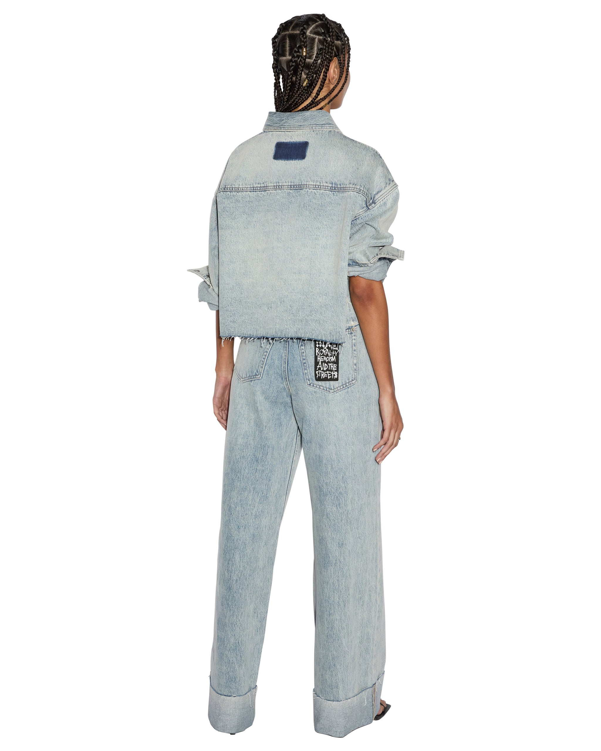 Cutaway Long Sleeve Shirt Worn - Blue Denim