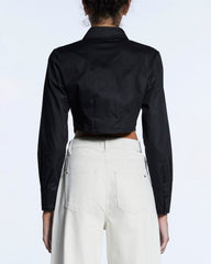 Womens Tucked Crop Shirt Black Shirts