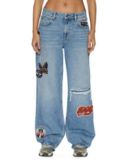 Womens Low Rider Horizon Patch Relaxed Denim Jeans