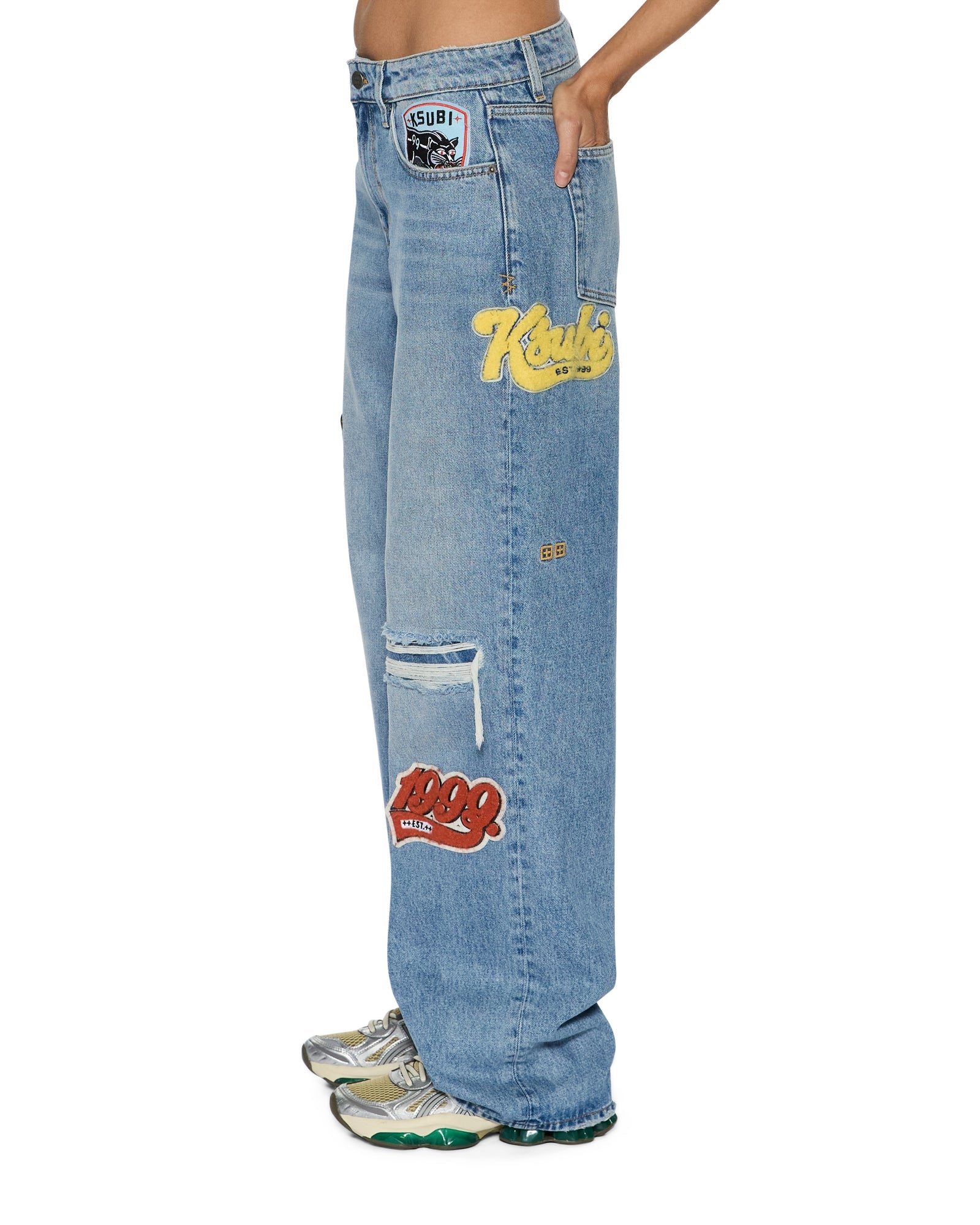 Womens Low Rider Horizon Patch Relaxed Denim Jeans