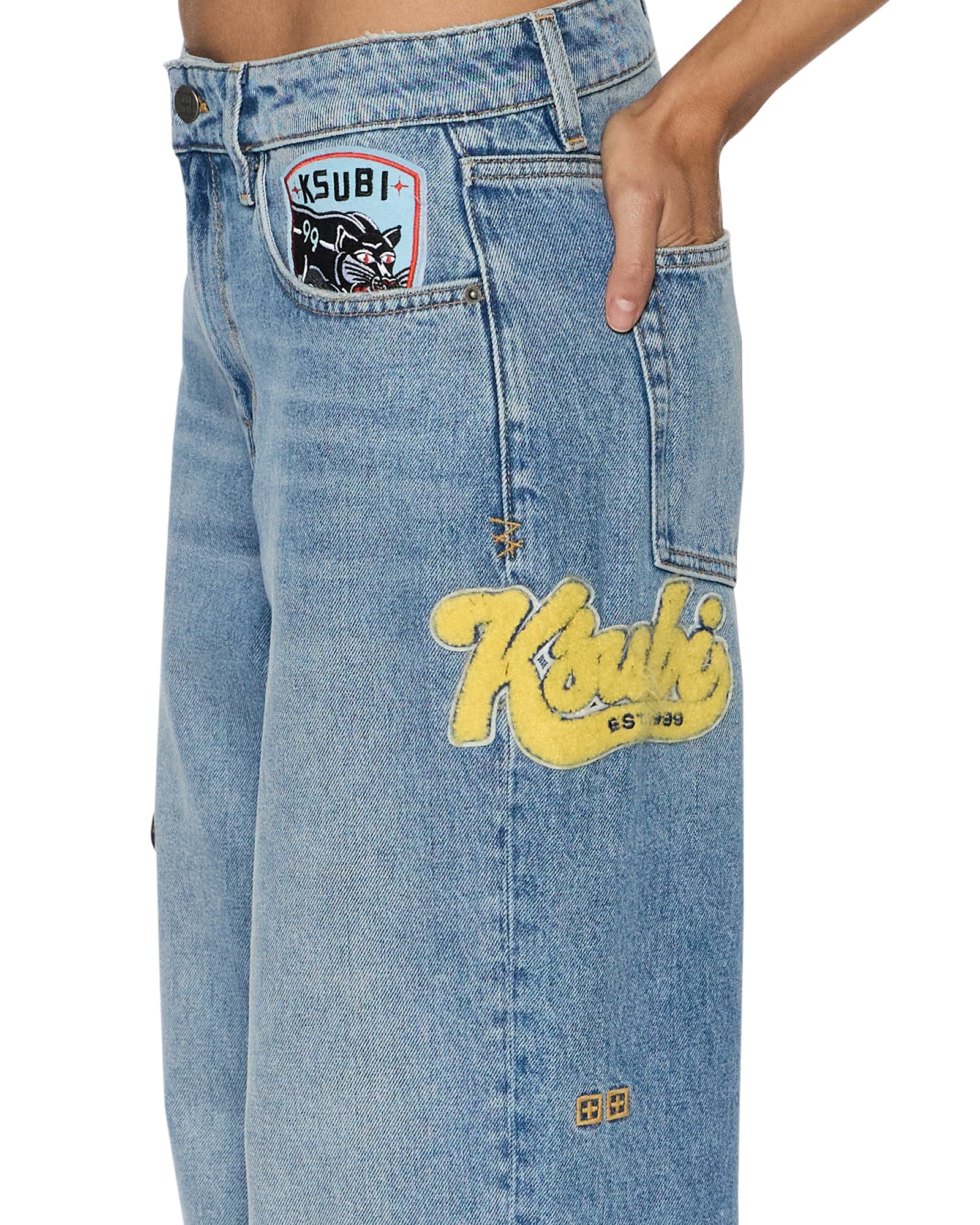 Womens Low Rider Horizon Patch Relaxed Denim Jeans
