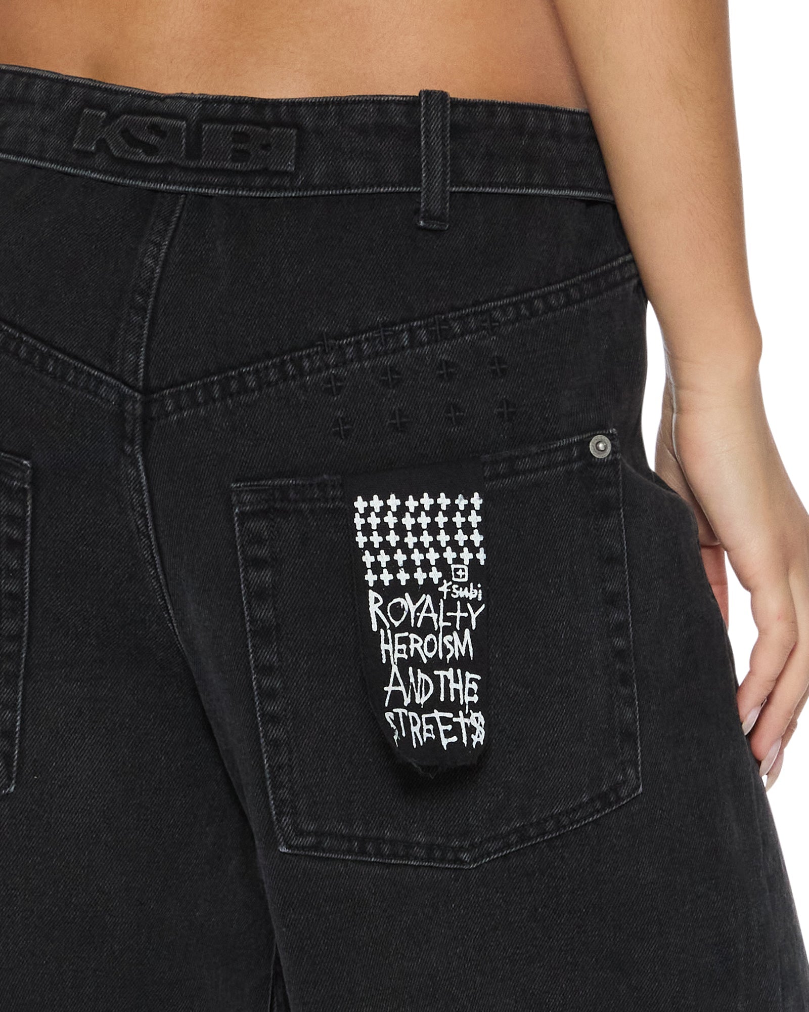 Womens Ksuper Flip Noir Baggy Denim Jeans