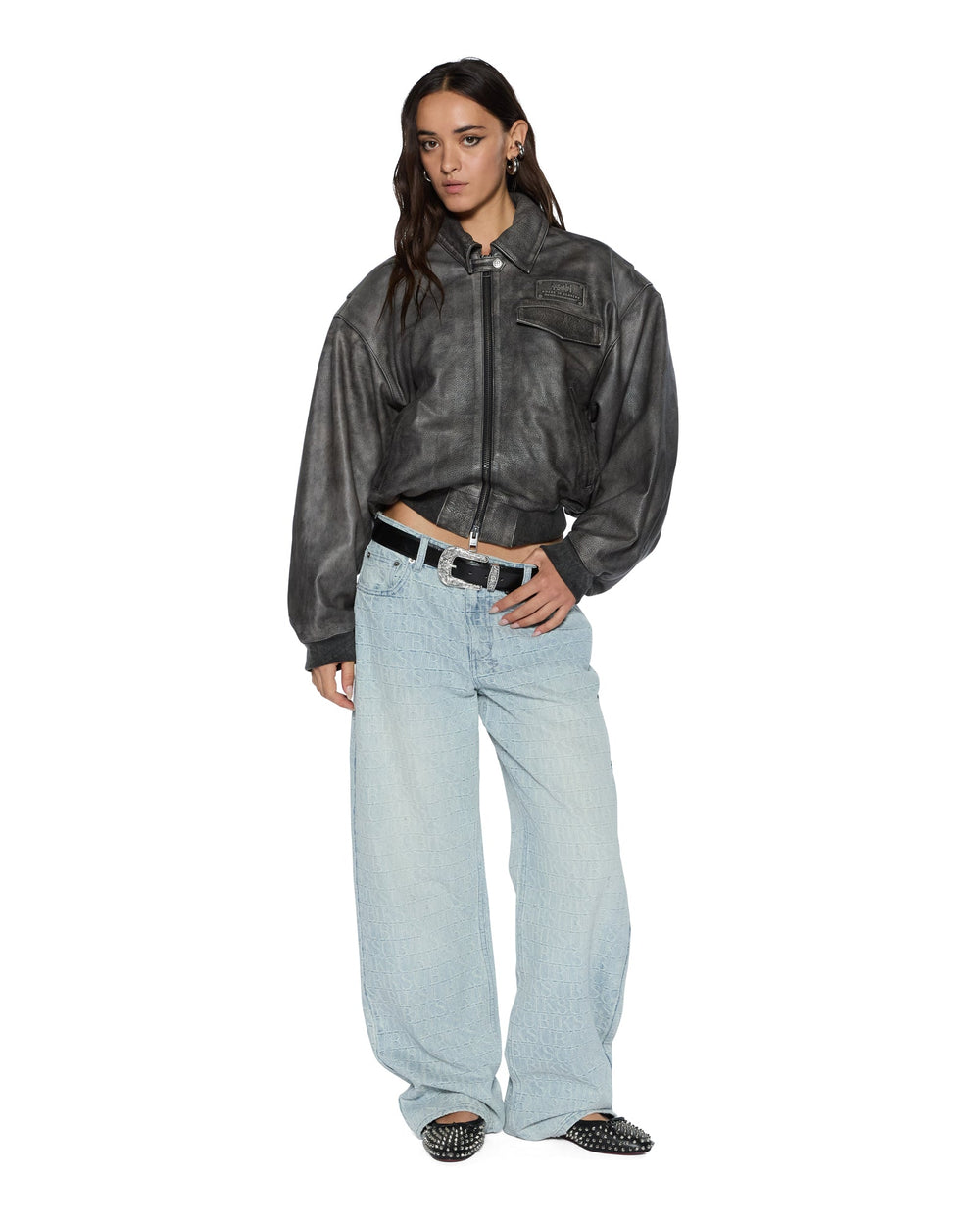 Womens Low Rider Tile Relaxed Denim Jeans