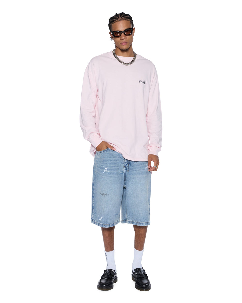 Mens Allday Biggie Ls Tee Ice Quartz Tees