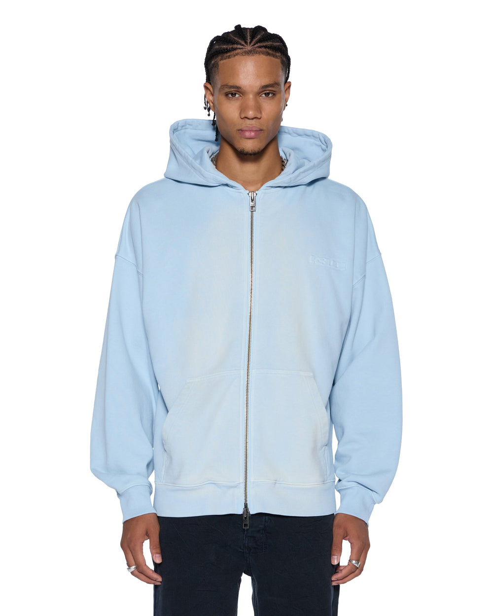 Mens Intruder Ekcess Zip Thru Hood Ice Mist Fleece