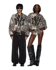 Womens Mowalola Bomber Cheetah Trashed Jackets