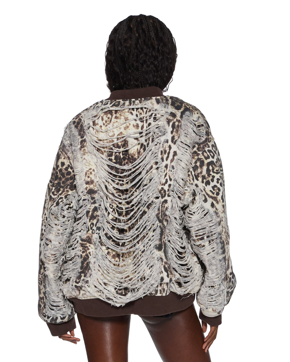 Womens Mowalola Bomber Cheetah Trashed Jackets
