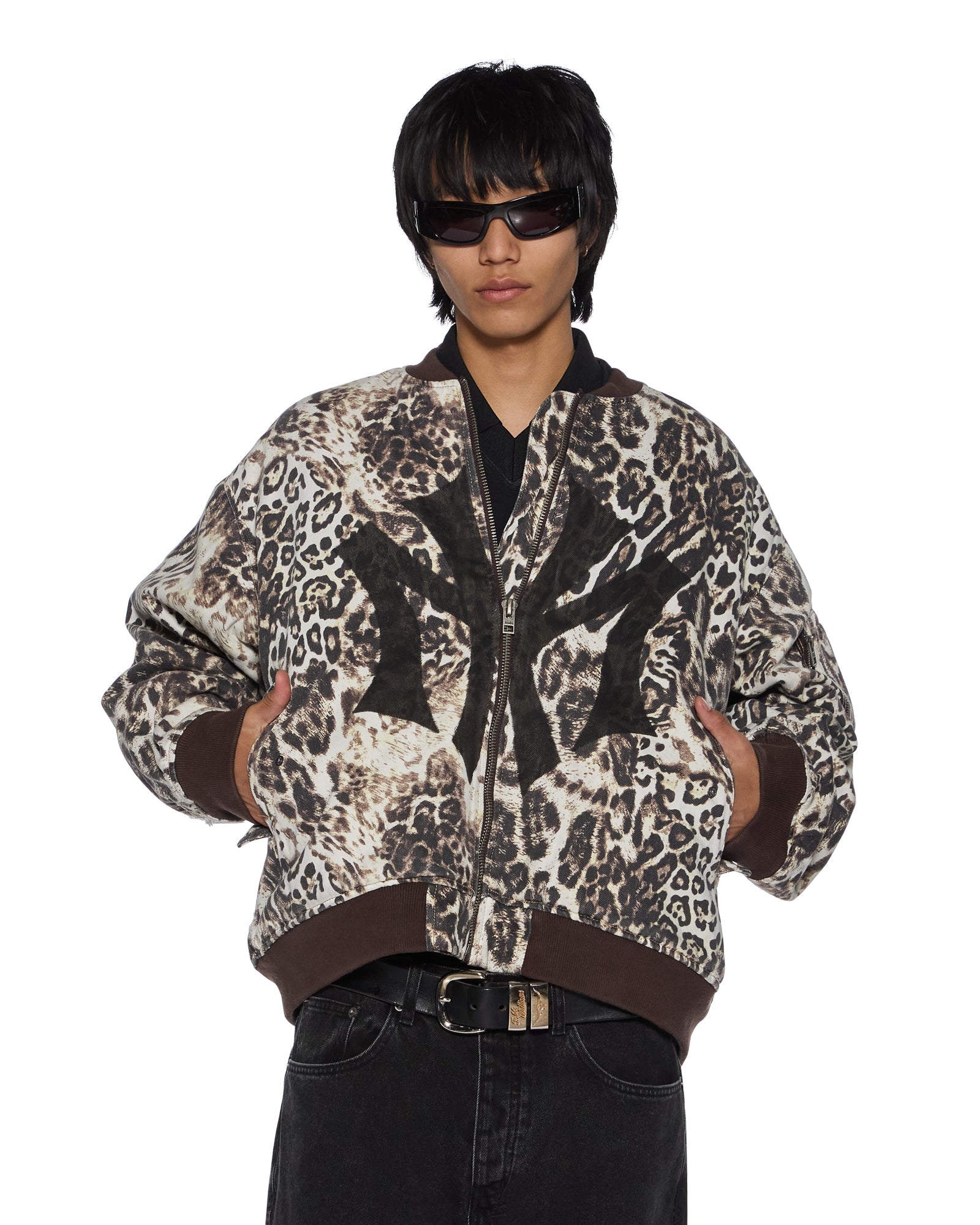 Womens Mowalola Bomber Cheetah Trashed Jackets