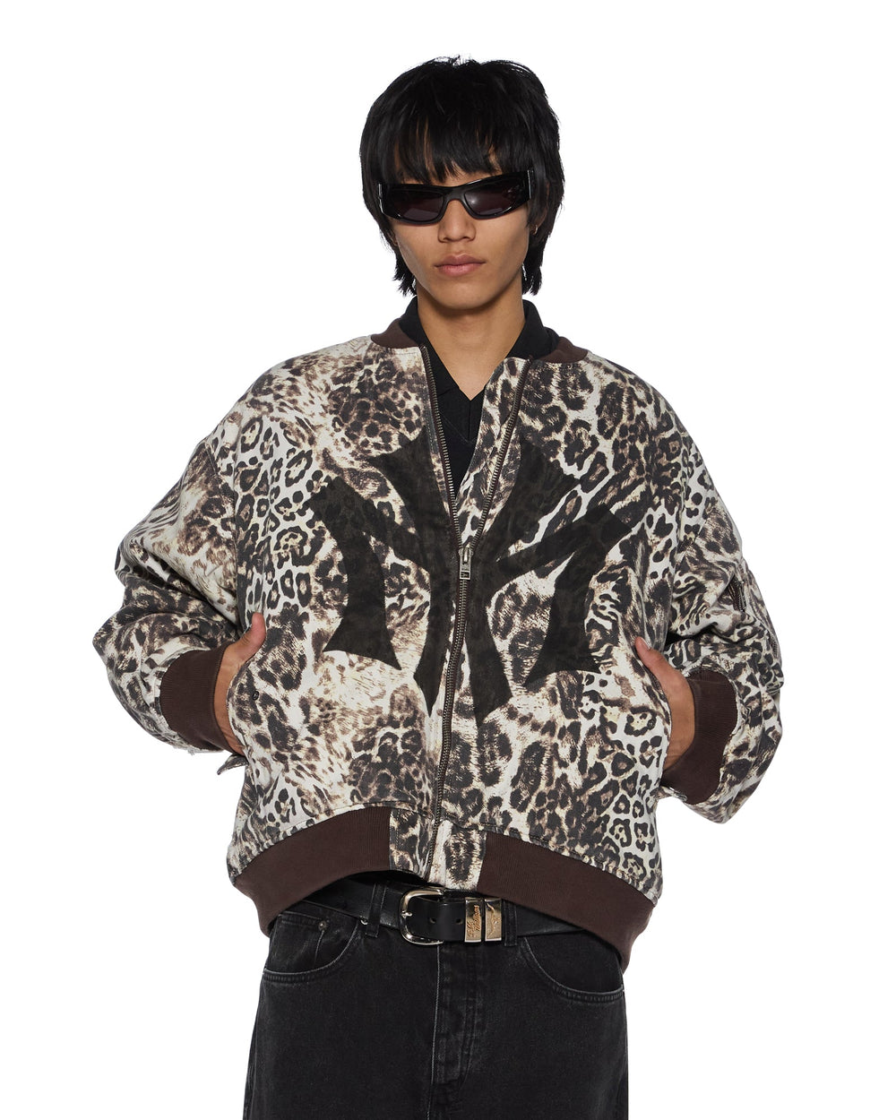 Womens Mowalola Bomber Cheetah Trashed Jackets