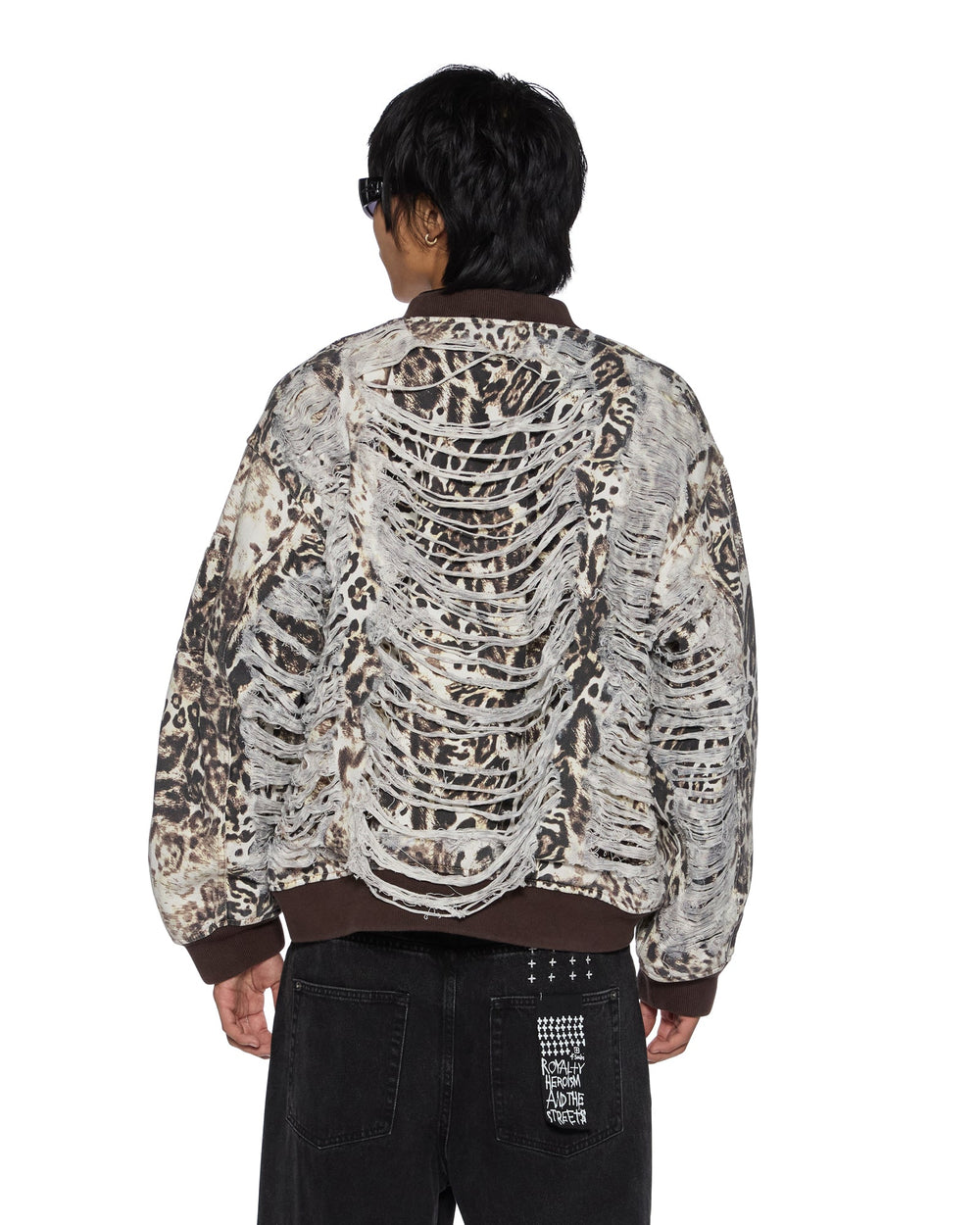 Womens Mowalola Bomber Cheetah Trashed Jackets