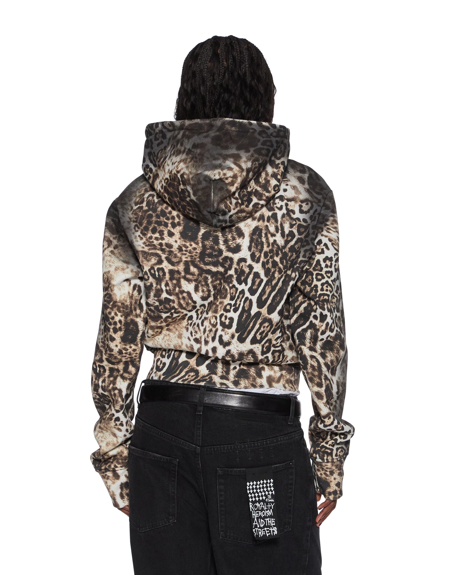 Womens Mowalola Zip Hoodie Cheetah Fleece