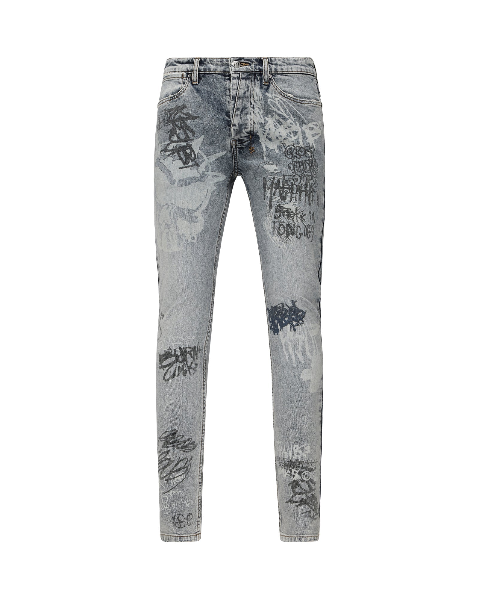 Mens Van Winkle Rogue Blue Graffiti Skinny Denim Jeans