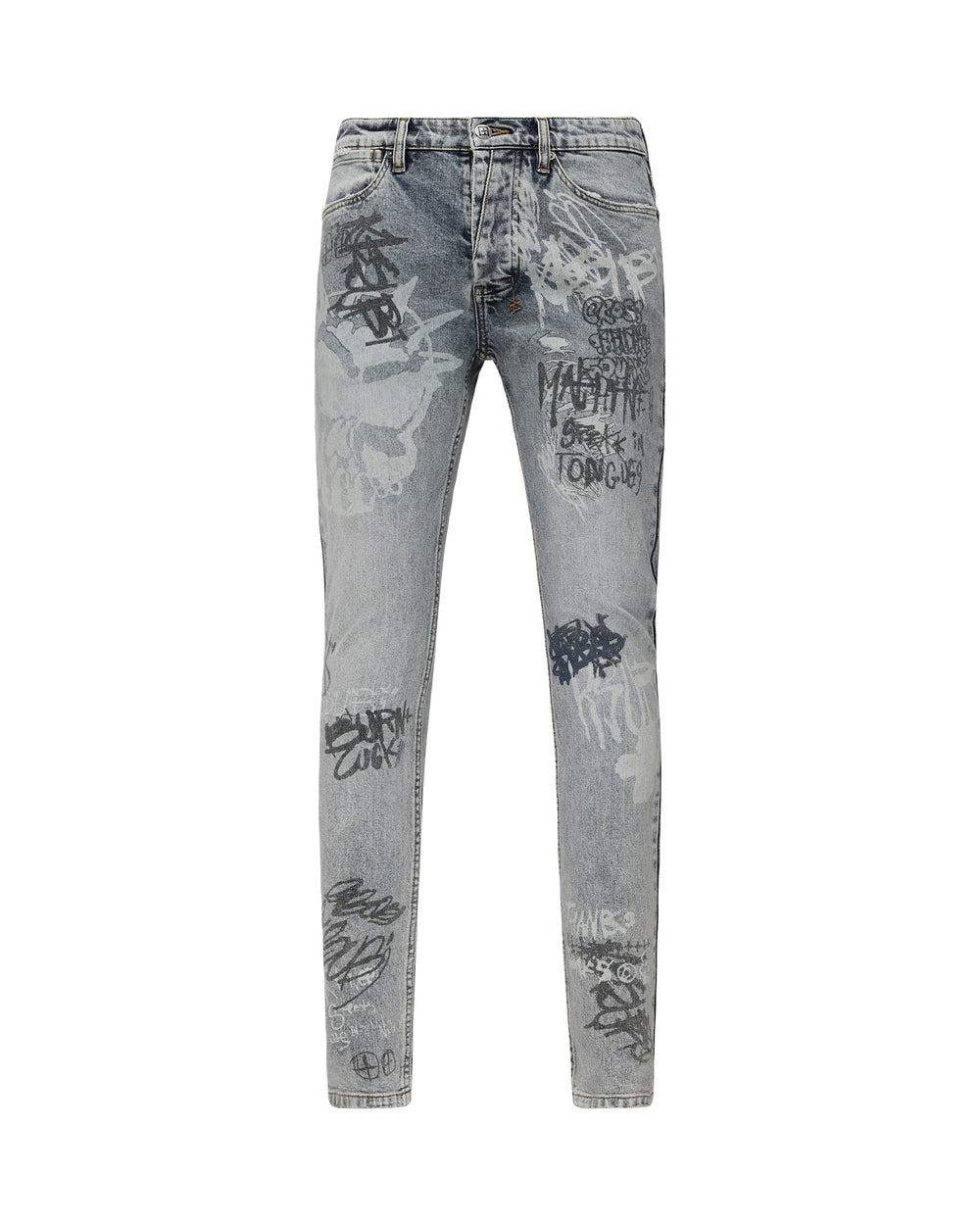 Mens Van Winkle Rogue Blue Graffiti Skinny Denim Jeans