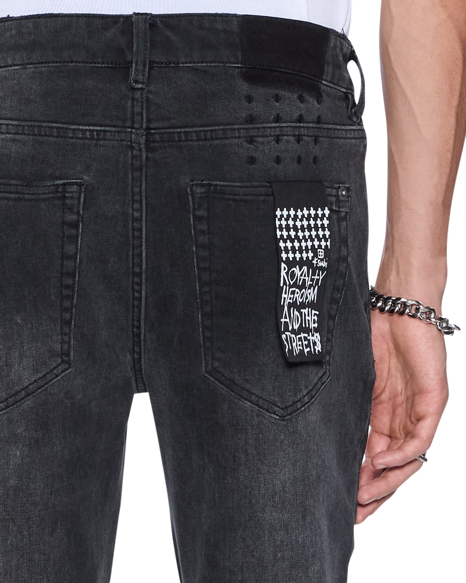 Mens Van Winkle Blakk Metal Skinny Denim Jeans