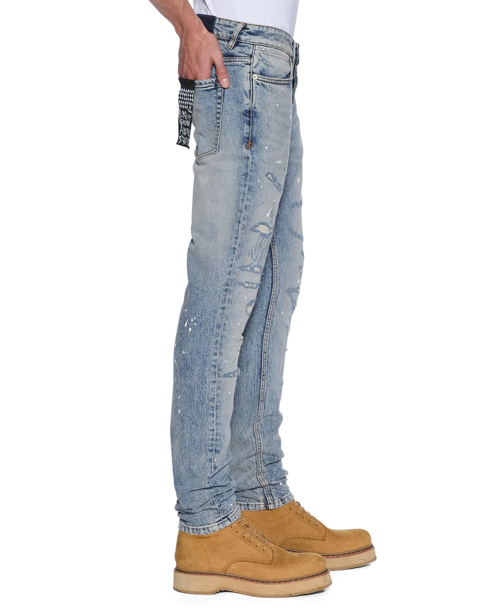 Mens Van Winkle Paint Summer Blue Skinny Denim Jeans