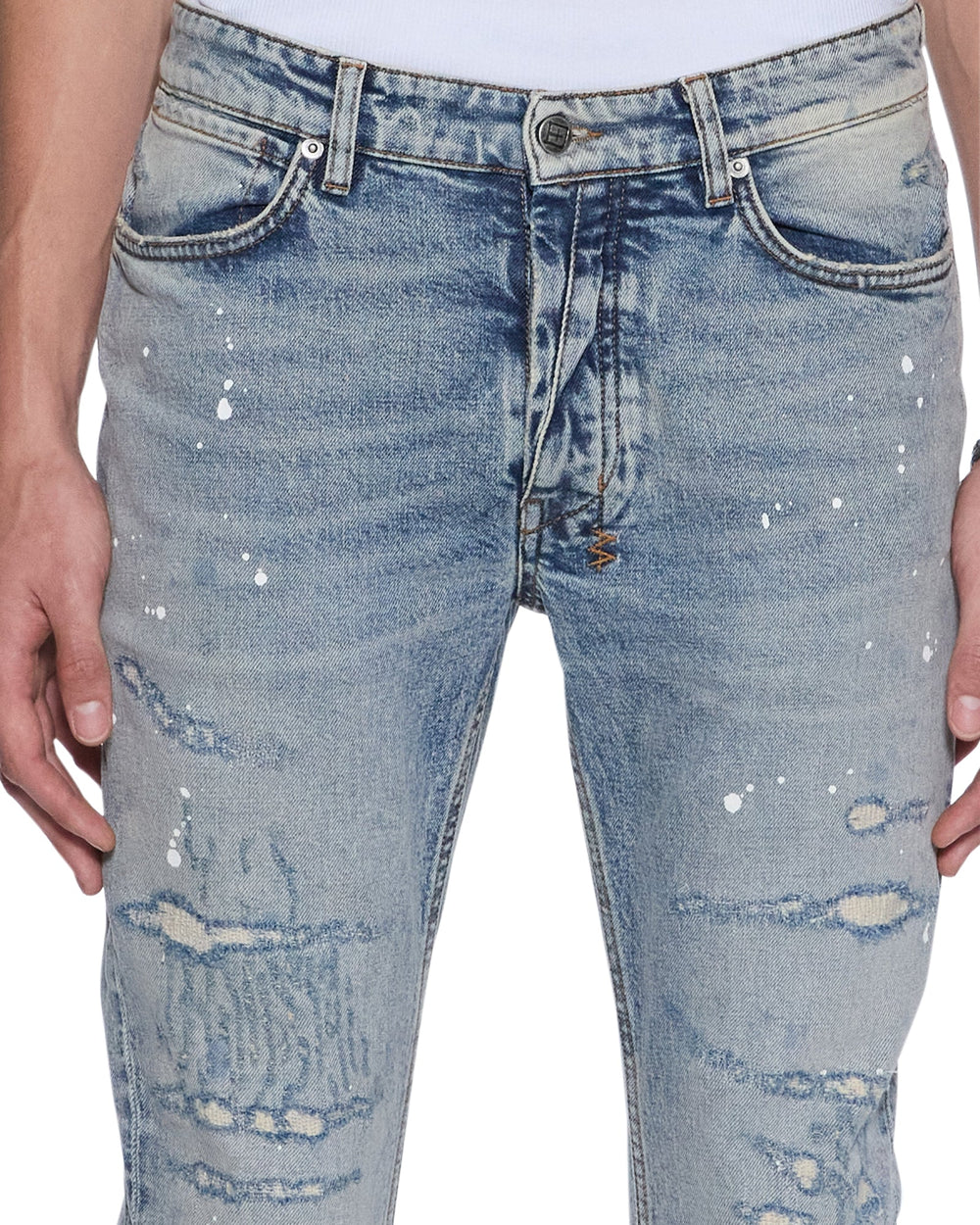 Mens Van Winkle Paint Summer Blue Skinny Denim Jeans