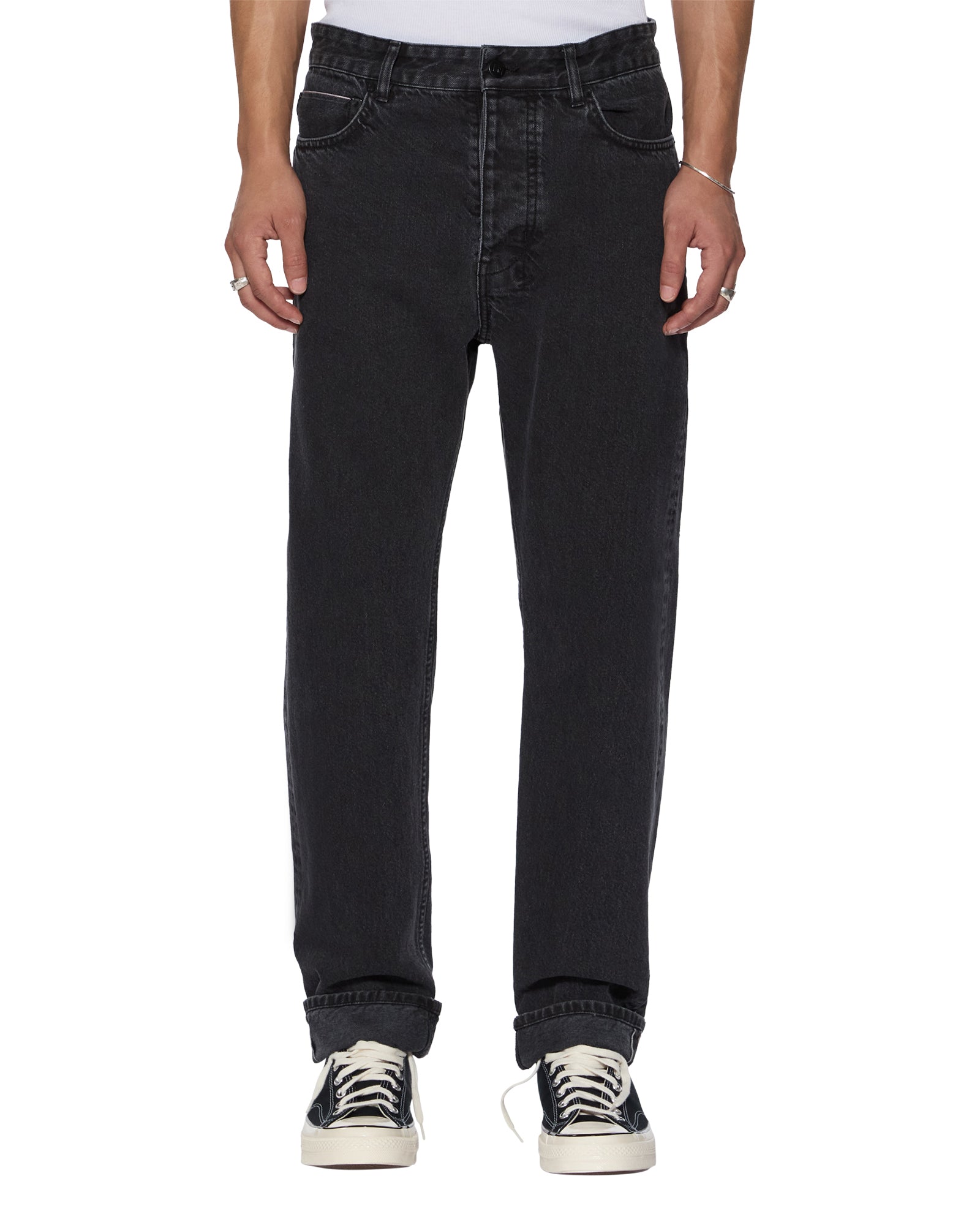 Hazlow Selvedge NY Black Straight Leg Jeans
