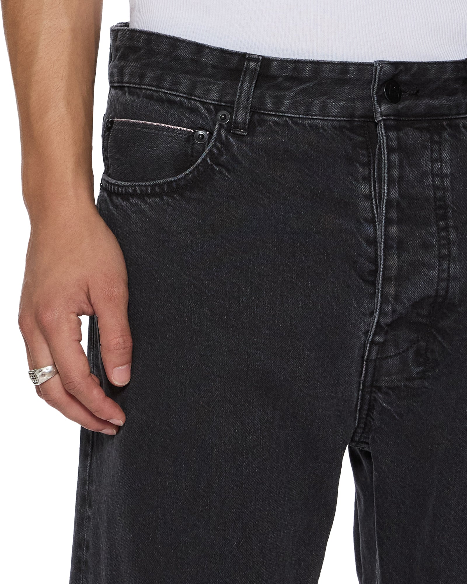 Hazlow Selvedge NY Black Straight Leg Jeans