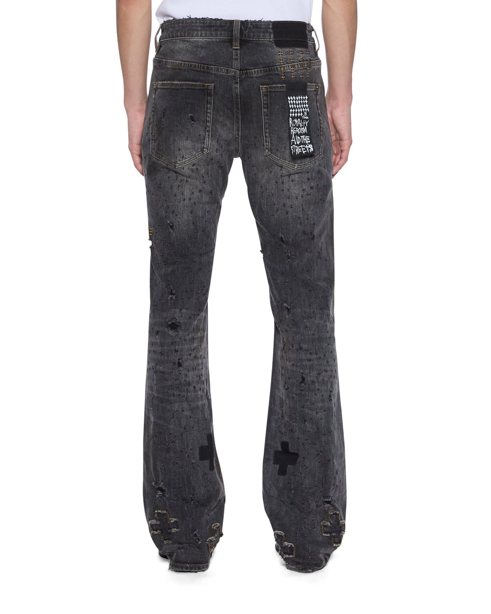 Mens Bronko Asher Black Shotgun Bootcut Denim Jeans