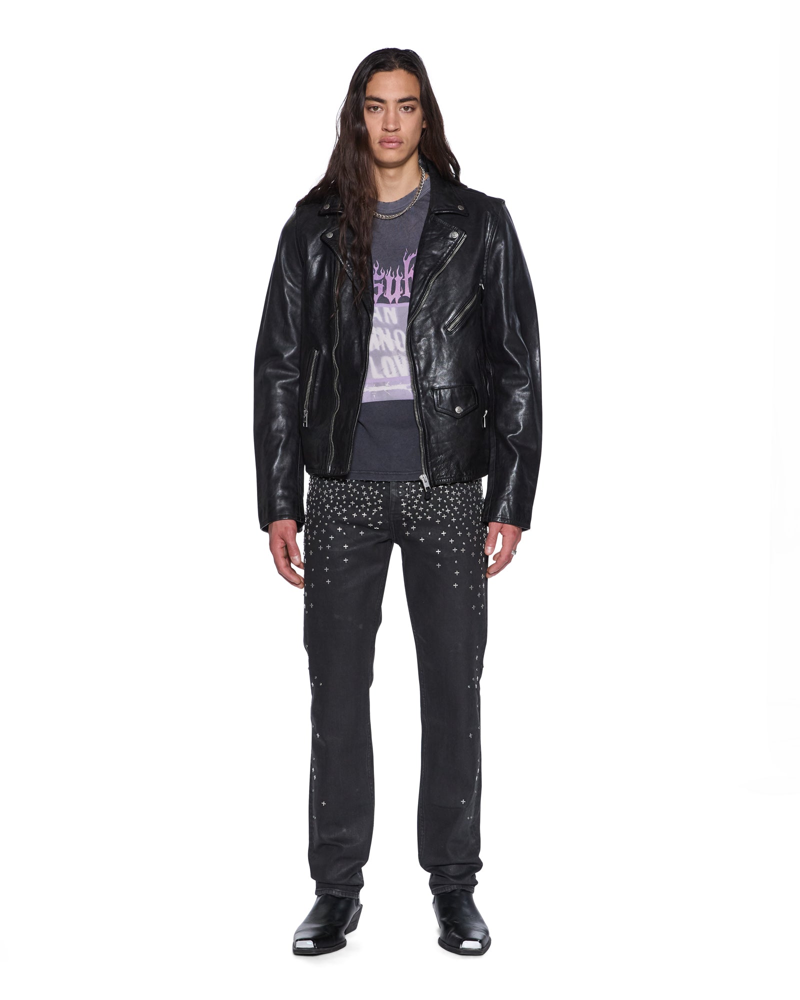 Mens Chitch Backstage Black Metalik Slim Denim Jeans
