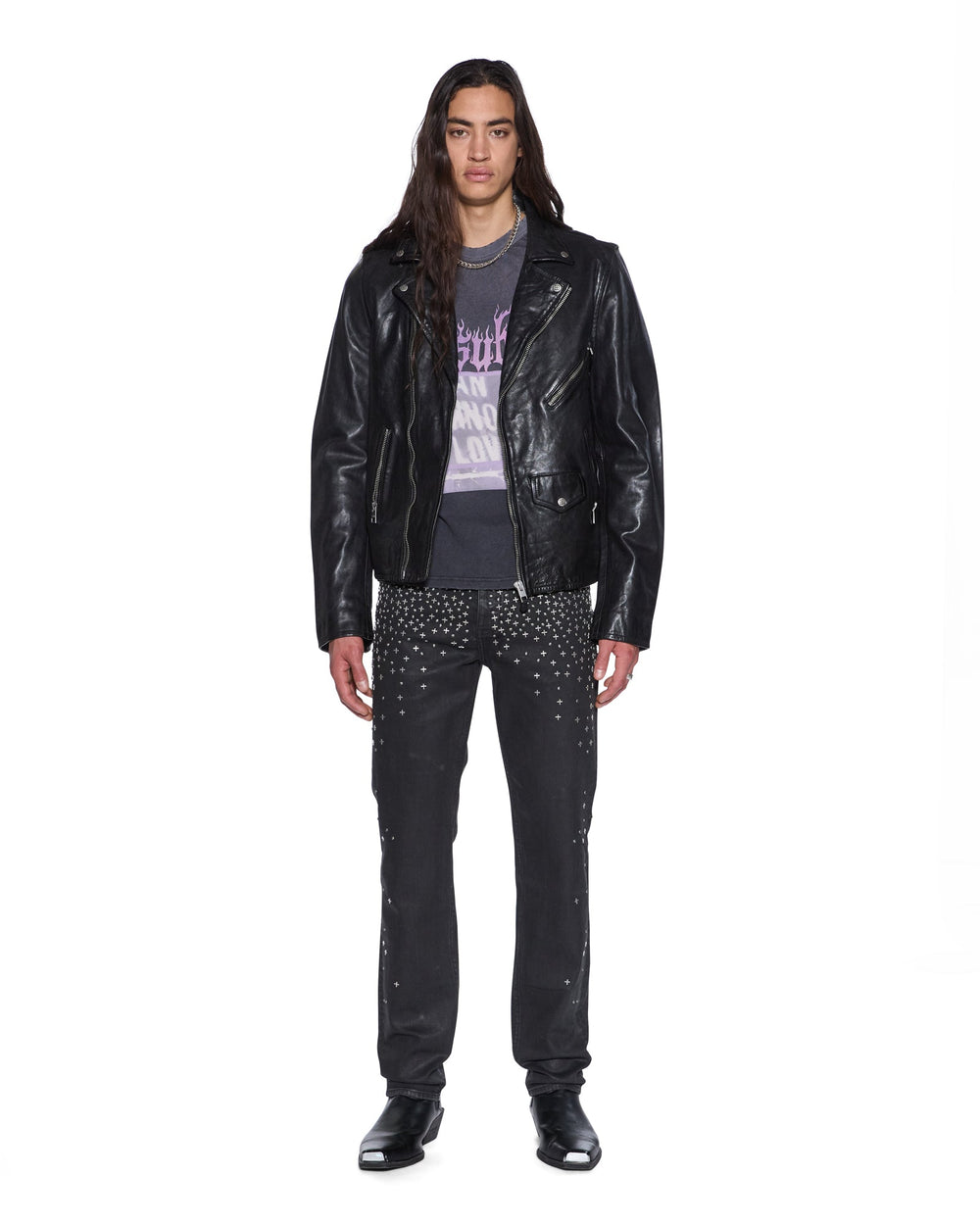 Mens Chitch Backstage Black Metalik Slim Denim Jeans