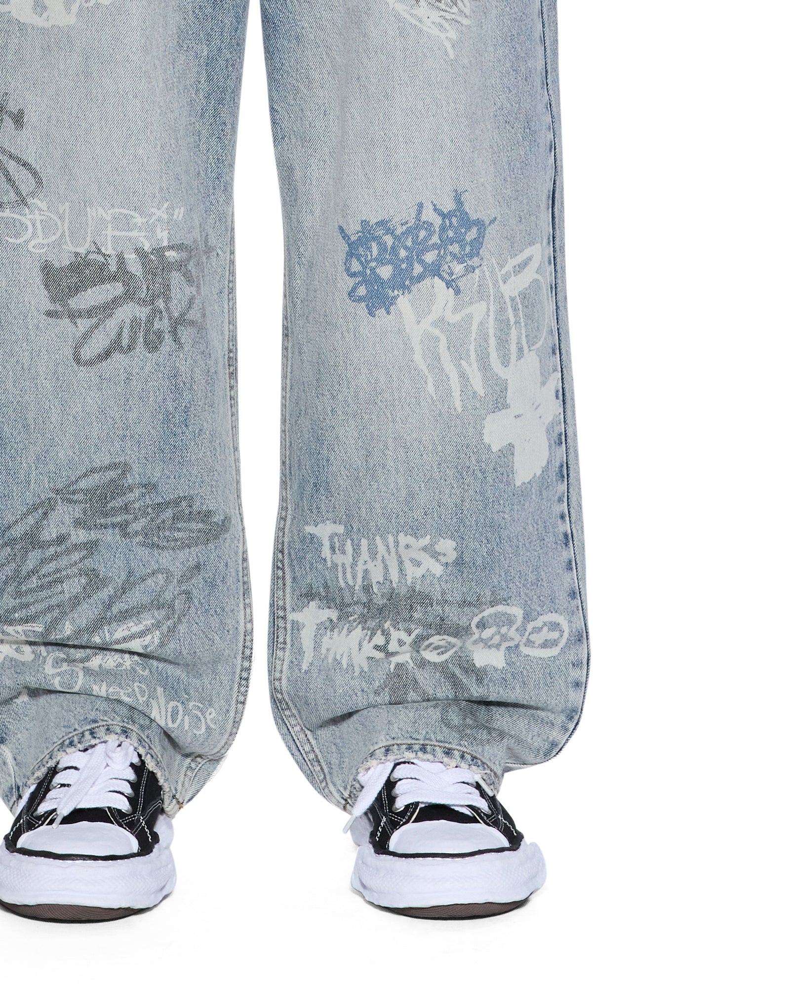 Mens Maxx Rogue Blue Graffiti Baggy Denim Jeans