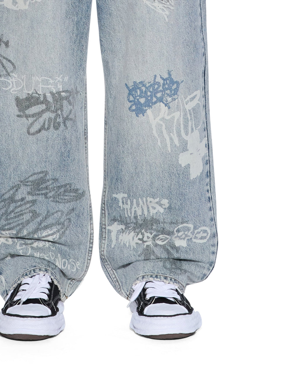 Mens Maxx Rogue Blue Graffiti Baggy Denim Jeans