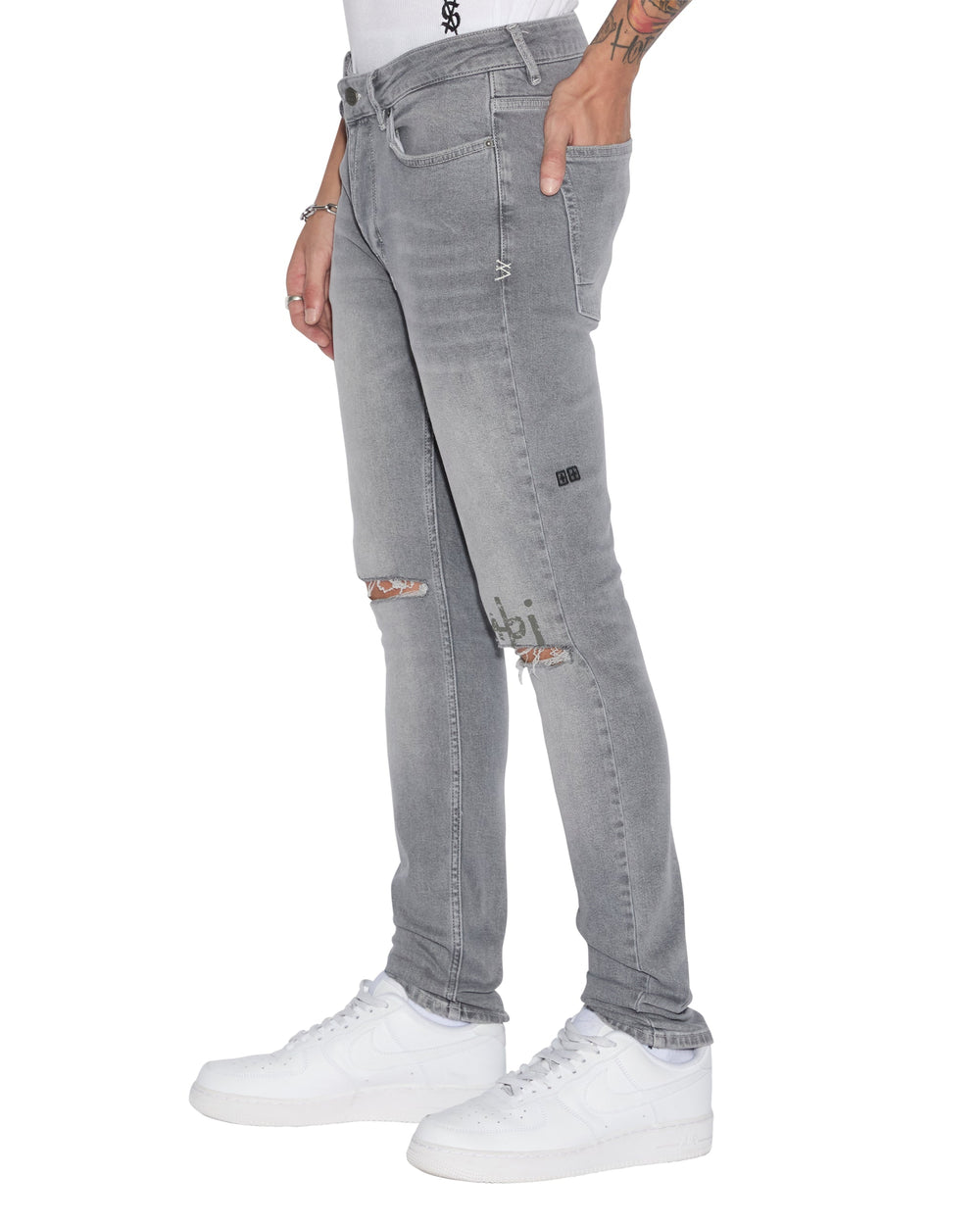 Van Winkle Thrifted Skinny Jeans - Faded Grey Denim