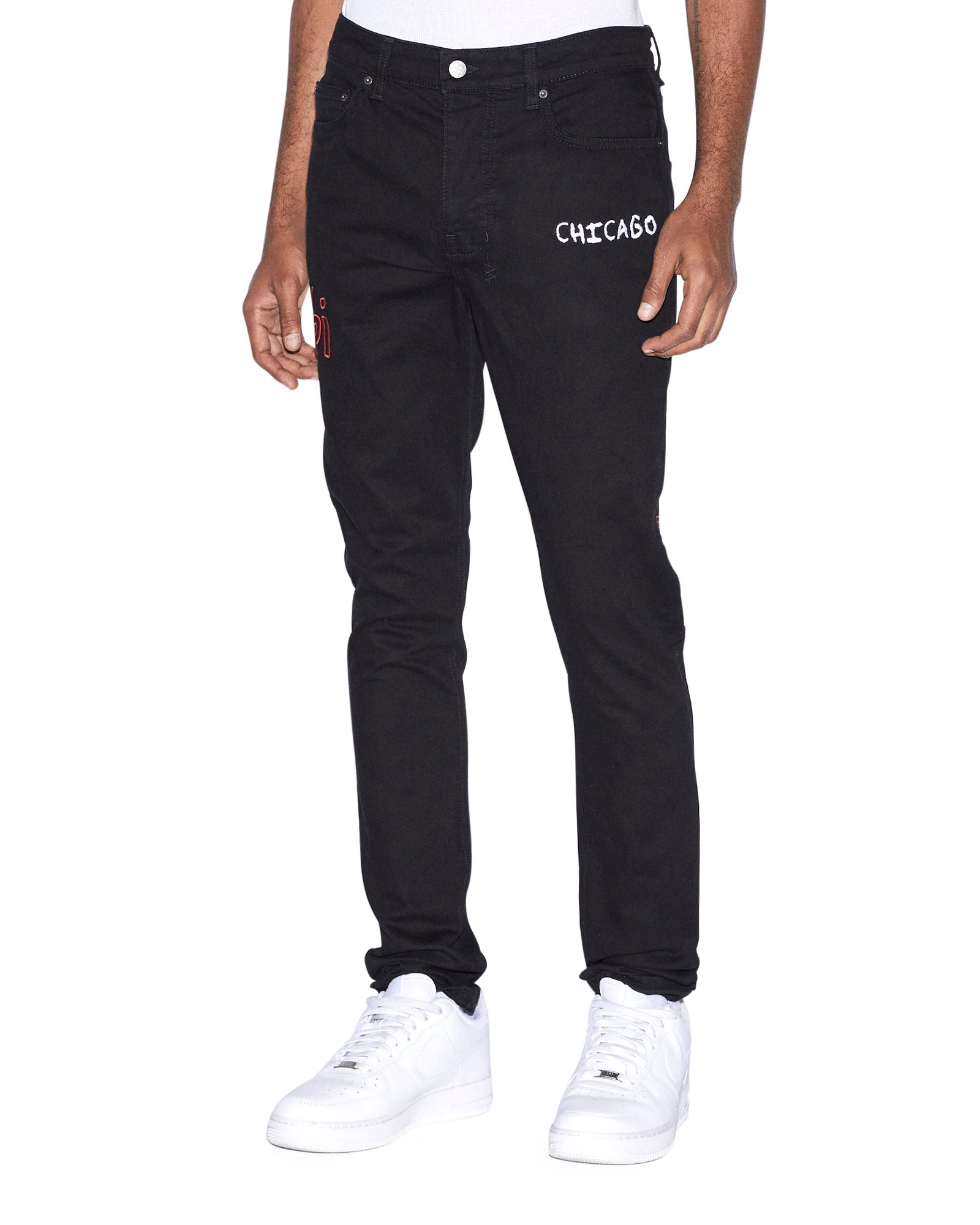 Buy Chitch Chicago Laid Black Men's Slim Denim Jeans KSUBI